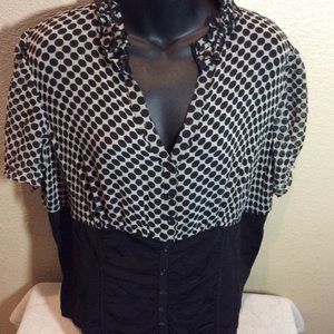 INC Polka Dot Top Plus size 18W black and white